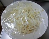 片栗粉で！豚バラ肉ともやしのモチモチ焼き作り方1写真