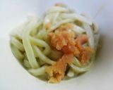 簡単ランチ☆贅沢明太クリーム釜たまうどん作り方4写真