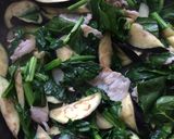 茄子とほうれん草と豚肉のパスタ作り方4写真