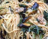 茄子とほうれん草と豚肉のパスタ作り方6写真