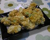 春色！枝豆（そら豆）とコーンのかき揚げ作り方4写真