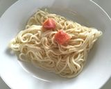 レンジで簡単！明太クリームパスタ風うどん作り方1写真