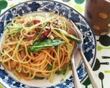 簡単！イカの塩辛と水菜のペペロンチーノ作り方5写真