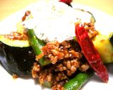 ピリ辛爽快！ 夏野菜のカレー麻婆丼作り方3写真