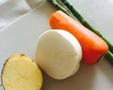 くるくる豚巻きの甘辛煮 彩り野菜☆作り方1写真