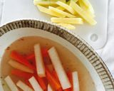 くるくる豚巻きの甘辛煮 彩り野菜☆作り方3写真