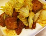 5分で簡単ｷｬﾍﾞﾂとたこ天のｶﾚｰ炒め作り方4写真