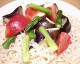 サッポロ一番で夏野菜の塩つけ麺作り方6写真