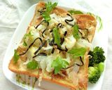 ゆず胡椒風味　玉葱のおかか塩昆布トースト作り方5写真