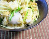 さといもと油揚げと水菜の炊き込みごはん作り方6写真
