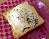 ガッツリ朝ご飯♫ハム卵マヨチートースト作り方10写真