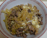 お手軽簡単牛肉とタマネギの卵とじ丼作り方13写真