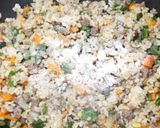 三種の野菜と合挽き肉のガーリックライス作り方11写真
