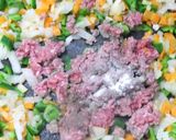 三種の野菜と合挽き肉のガーリックライス作り方8写真