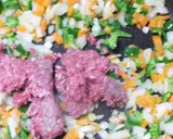 三種の野菜と合挽き肉のガーリックライス作り方7写真