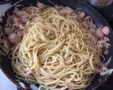 5分レシピ★ツナと魚肉ソのニンニクパスタ作り方5写真