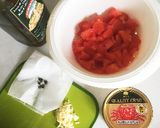 蟹缶で！蟹とトマトの冷製パスタ☆☆作り方1写真