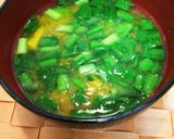 エコ☆かぼちゃのワタとニラのお味噌汁作り方4写真