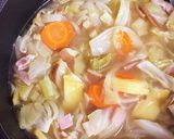 野菜ベーコンスープ新聞保温、味しみしみ〜作り方4写真