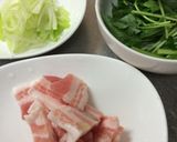豚肉とネギの柚子胡椒パスタ作り方1写真