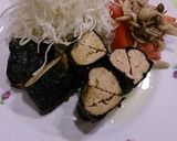 ハートがいっぱいの鶏の海苔巻き♡作り方7写真