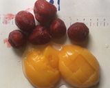 吹き出物☆解消 イチゴ＋黄桃のジュース作り方1写真