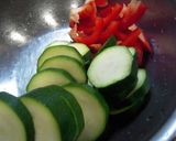 肉巻き高野豆腐と夏野菜のピリ辛甘酢炒め作り方2写真