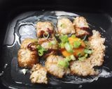 焼きおにぎりと卵のグリルプレート焼き作り方4写真