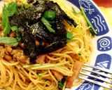 一人ランチに＊納豆とたらこと水菜のパスタ作り方4写真