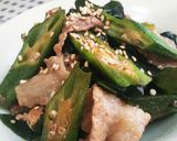 オクラとワカメがメイン☆豚肉の味ぽん炒め作り方8写真