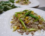 アスパラガスとコーン玉葱と豚挽肉炒め作り方6写真