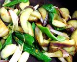 なすとピーマンの粒マスタードカレー風味作り方3写真