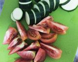 ズッキーニとトマトと卵の炒め物作り方1写真