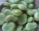 豚と空豆のマリネ♪で菜の花サラダ作り方1写真
