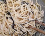 大葉香る♡塩昆布&蒸し鶏の豆乳山葵パスタ作り方2写真