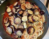 茄子と挽肉のトマトパスタ作り方5写真