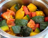煮て蒸らすだけ♪かぼちゃトマトの夏の煮物作り方4写真
