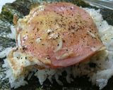 大人のおにぎらず、カラシハムエッグ。作り方1写真