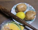 ポテト・かぼちゃ・ごぼうの素揚げにレモン作り方1写真
