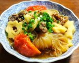 結び白滝、竹輪、茸、野菜の煮物　発酵玉葱作り方8写真