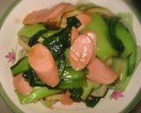 青梗菜と魚肉ソーセージのオイマヨ炒め作り方6写真