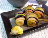 ☰長なすで、ねぎとベーコンの巻き揚げ☰作り方4写真