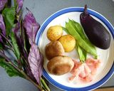 金時草と何でも野菜のホイル蒸し・ポン酢で作り方1写真