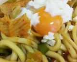 辛ウマ！手を汚さず6分温玉豚キムチうどん作り方8写真