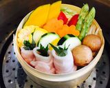 豚バラの梅しそ巻きと彩り野菜のせいろ蒸し作り方9写真