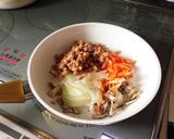 大豆ミートで懐かしぃ〜肉味噌かけうどん作り方2写真