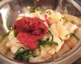 ニコラス風ホタテ貝柱梅肉あえ巻々キュウリ作り方2写真
