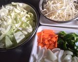 我家の山盛ﾓﾘﾓﾘ野菜の昭和な味野菜炒め作り方1写真