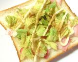 セロリ葉×ベーコンのカレー風味トースト作り方4写真