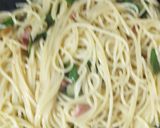 万願寺唐辛子とアンチョビベーコンのパスタ作り方10写真